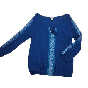 Lucky Brand Blue Top with White Accents